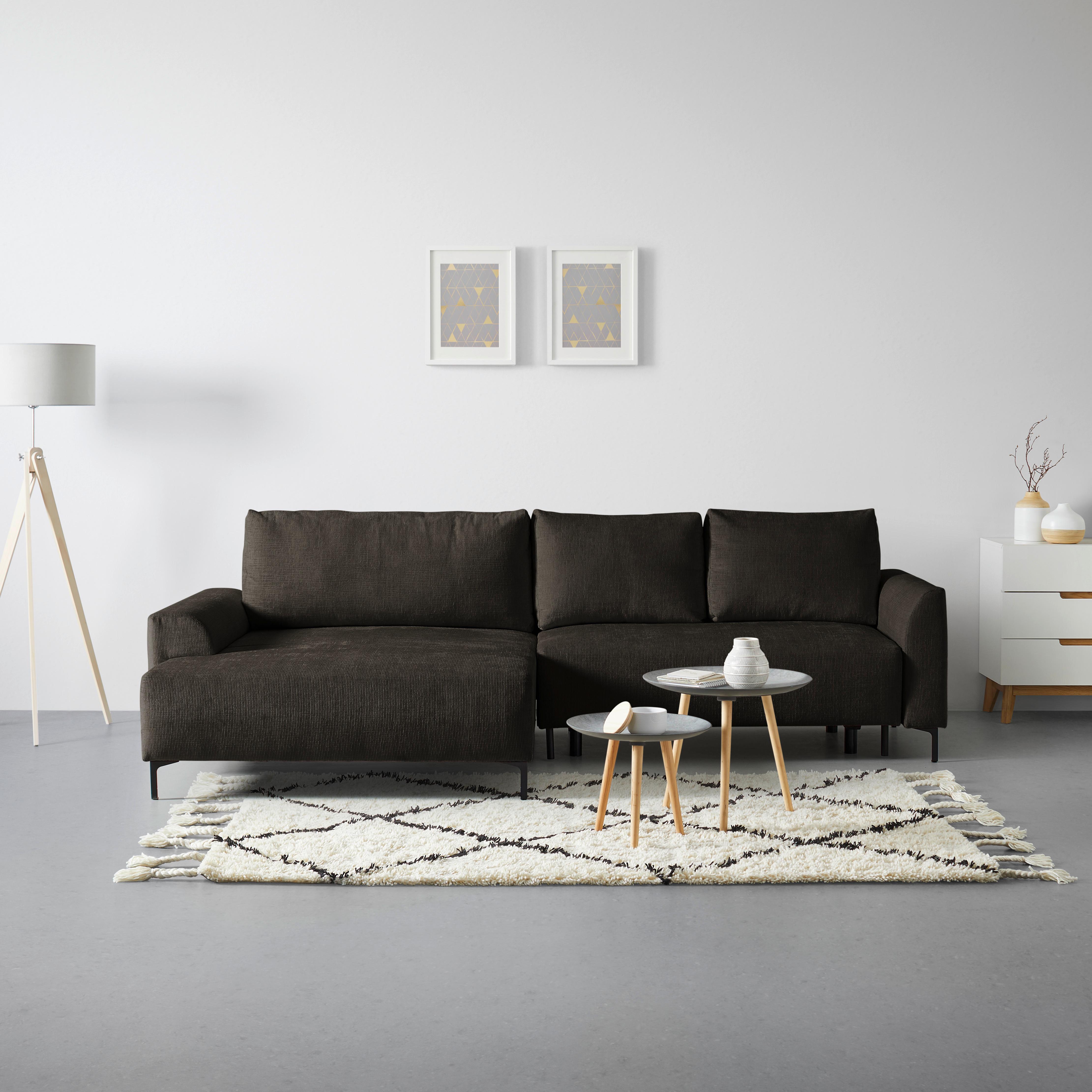 Ecksofa Integra Beige - Anthrazit/Schwarz, Textil/Metall (170/81-93/294cm) - Mömax