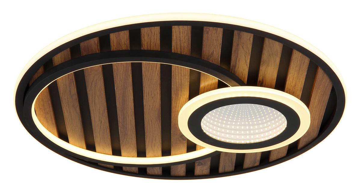 LED-DECKENLEUCHTE 67345D5 WOODY - Weiss/Dunkelbraun, Natur, Holzwerkstoff/Kunststoff (50/8cm) - Globo