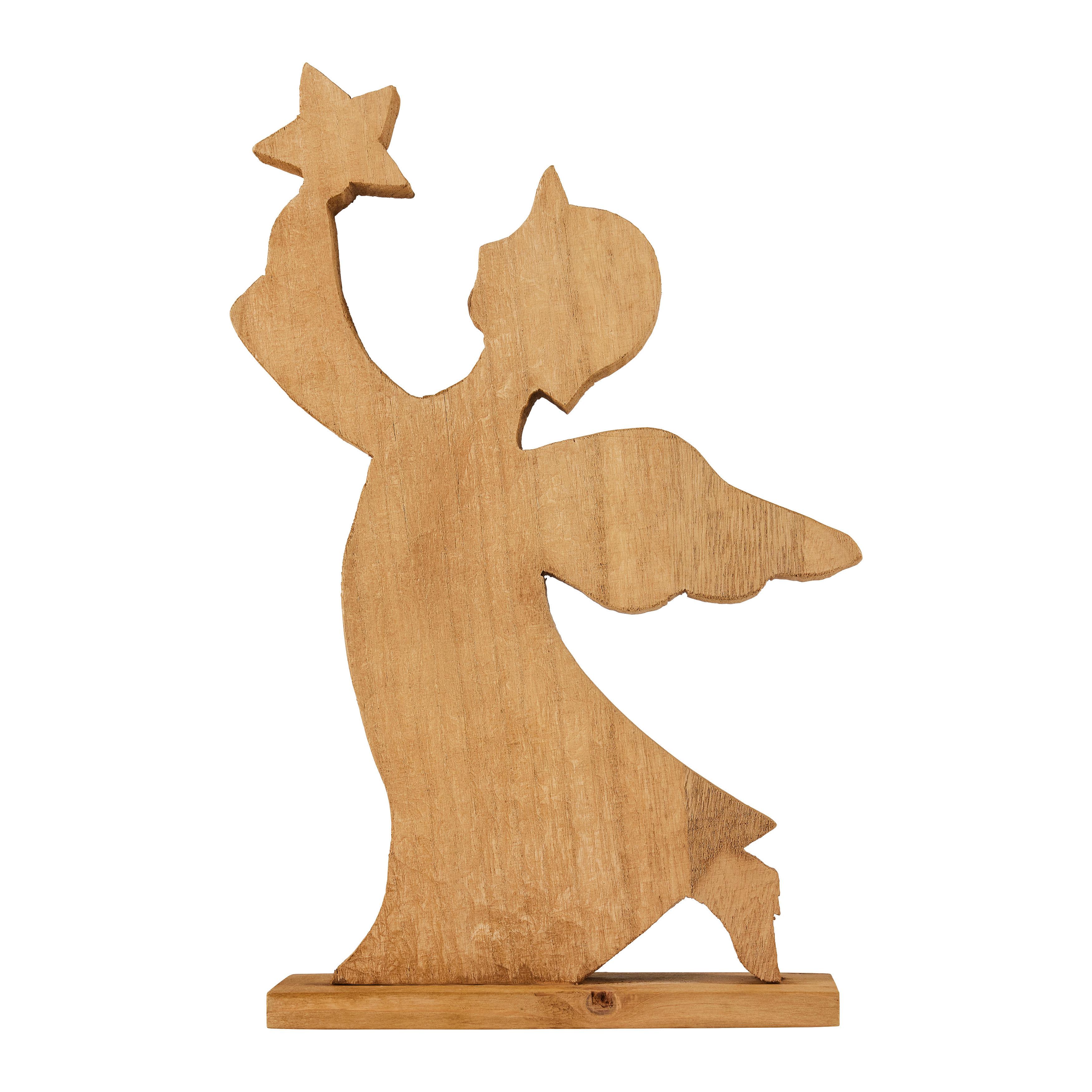 Dekoengel Kristi Naturfarben - Naturfarben, KONVENTIONELL, Holz (28/43/9cm) - Modern Living