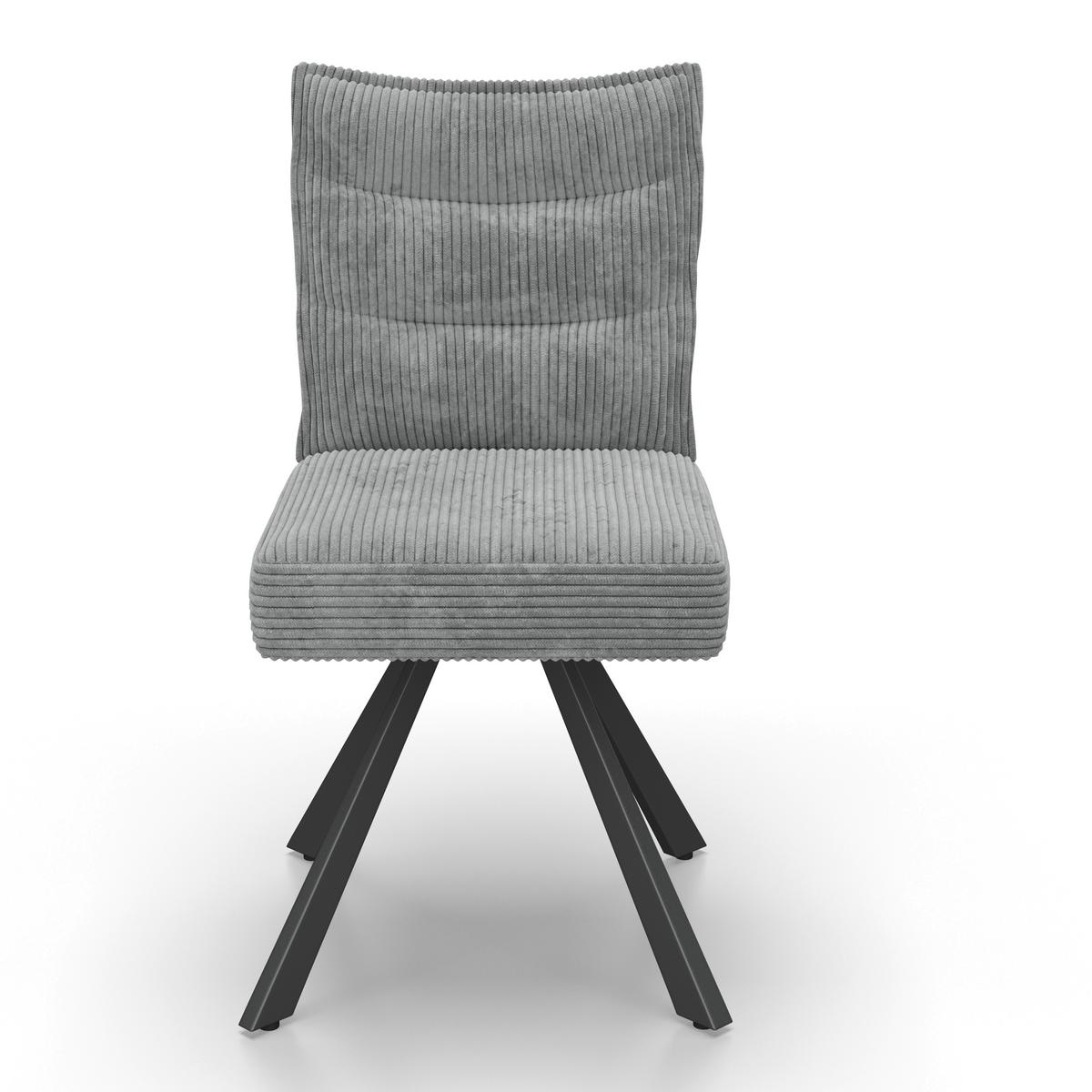 Stol Fina, Siva, Rebrasti Žamet - temno siva/siva, Moderno, kovina/tekstil (49/91/64cm) - Bessagi Home