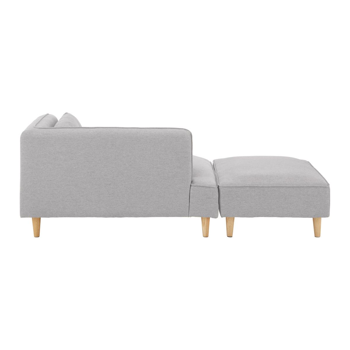 Modulsofa Fanny Hellgrau Leinenoptik mit Hocker - Hellgrau/Naturfarben, MODERN, Holz/Textil (154/55/73cm) - Bessagi Home