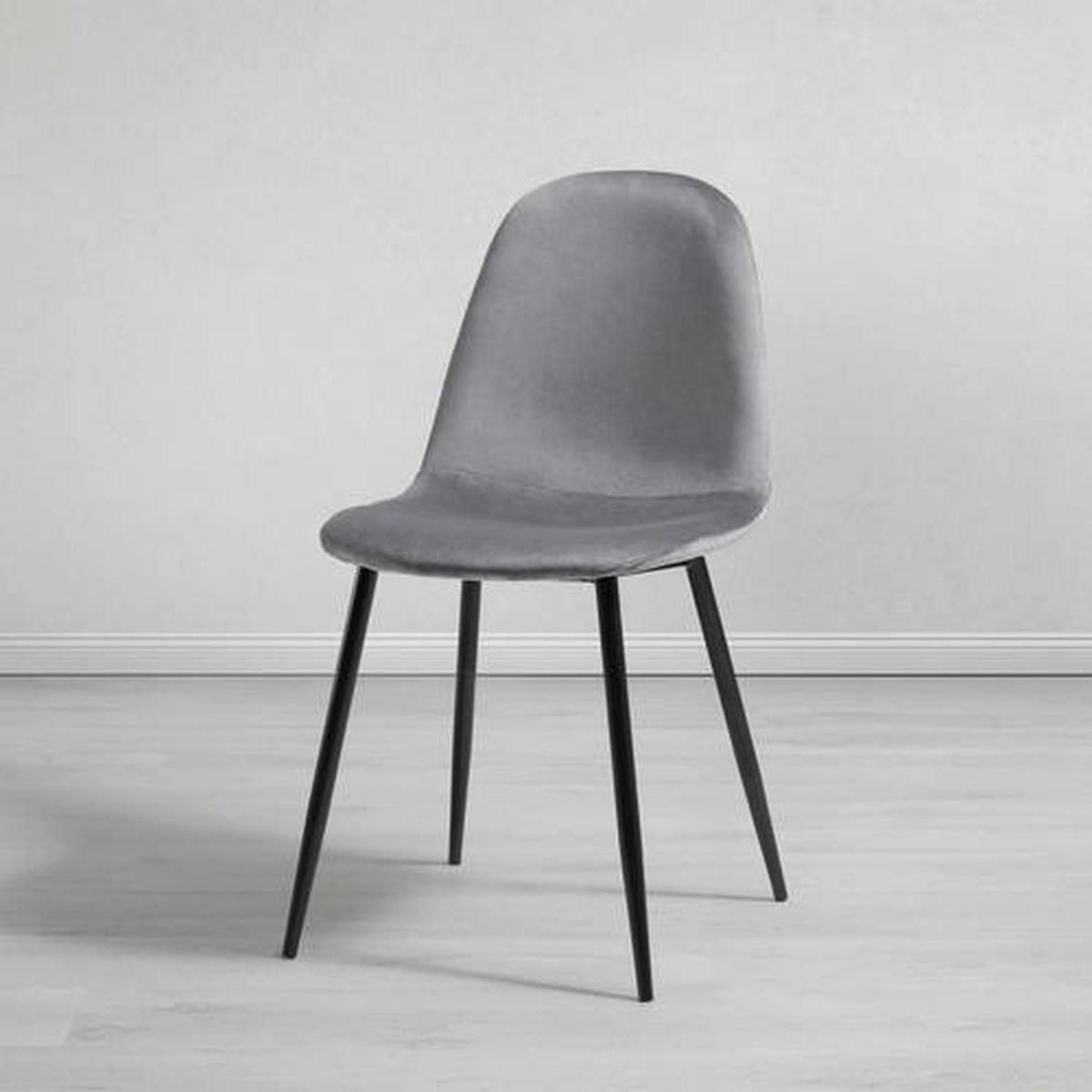 Stuhl Lio Grau Samt Gepolstert - Schwarz/Grau, MODERN, Holz/Textil (43/86/55cm) - Bessagi Home