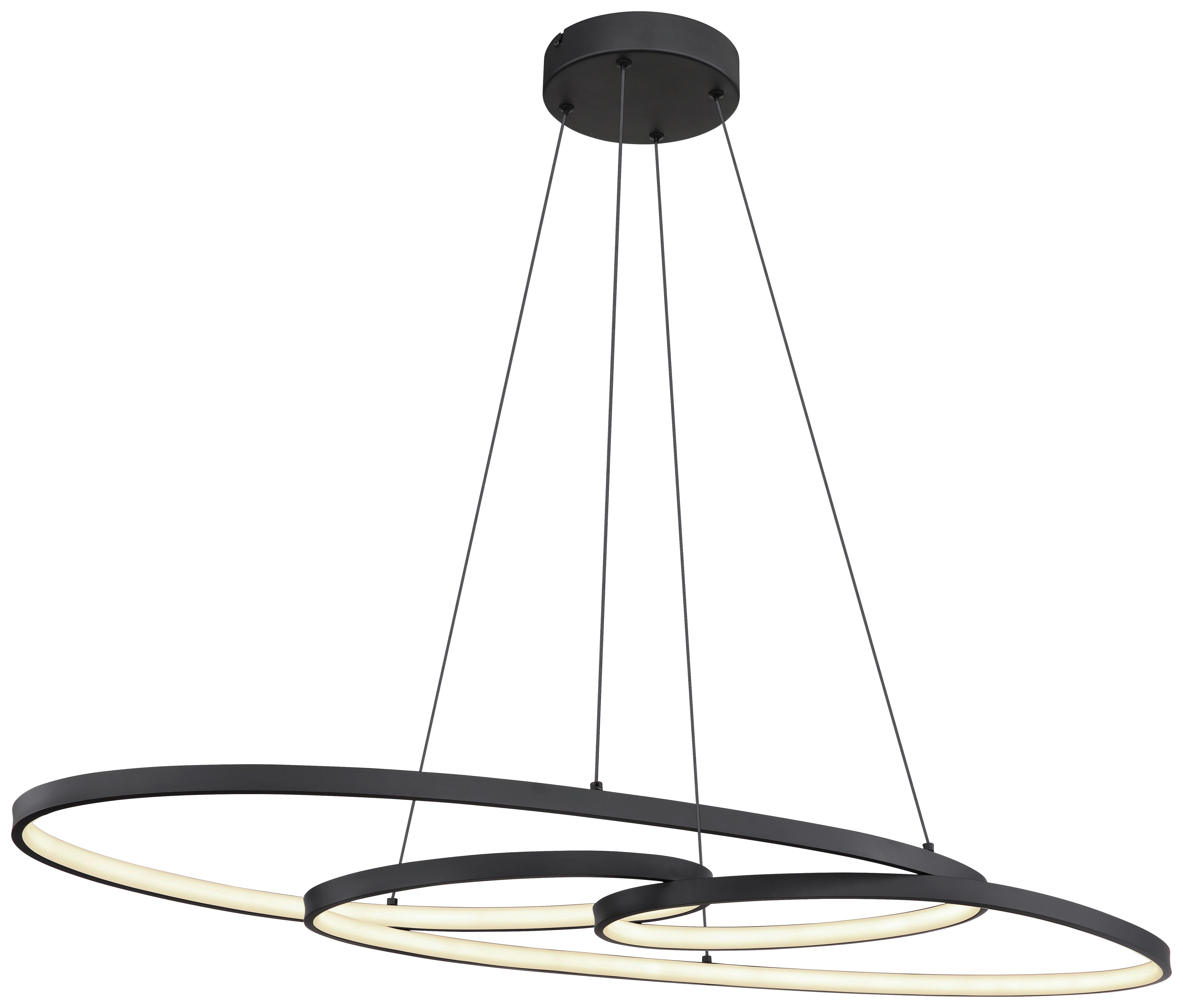 LED-Hängeleuchte Iti max. 39 Watt - Opal/Schwarz, MODERN, Kunststoff/Metall (20/36/100cm) - Mömax