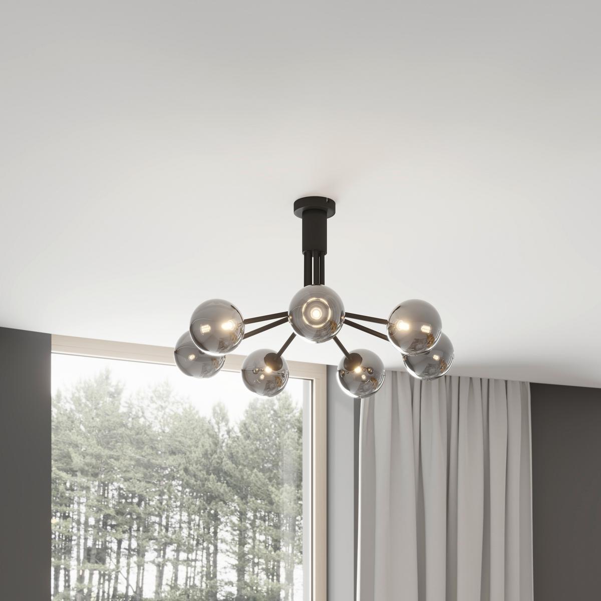 LAMPA SUFITOWA WIDNES - ciemnoszary, Design, metal/szkło (65/40cm) - Novel