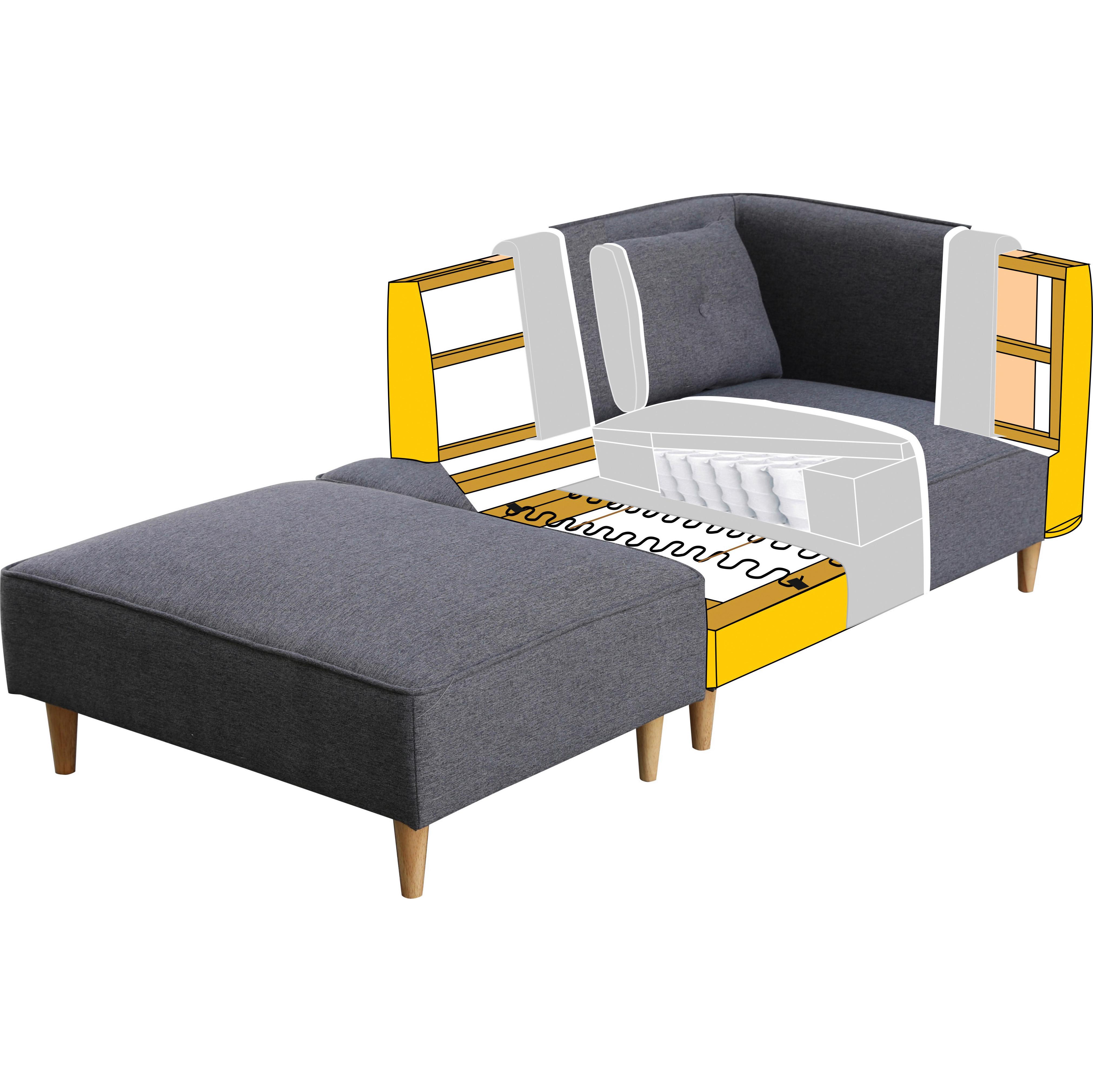 RECAMIERE FANNY - ljusgrå/naturfärgad, Modern, trä/textil (154/55/73cm) - Bessagi Home