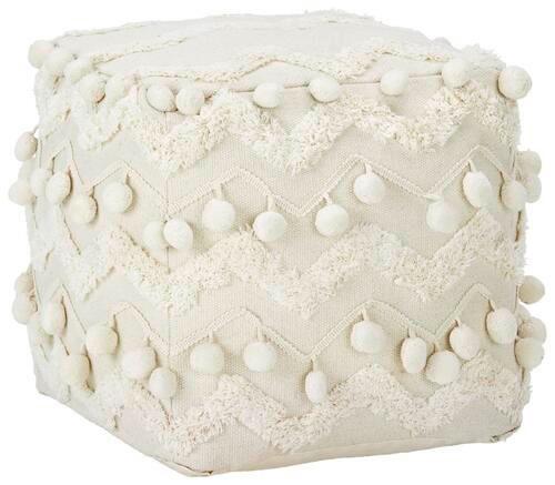 Pouf in Creme ca. 45x45x45cm - Creme, Romantik / Landhaus, Textil (45/45/45cm) - Zandiara