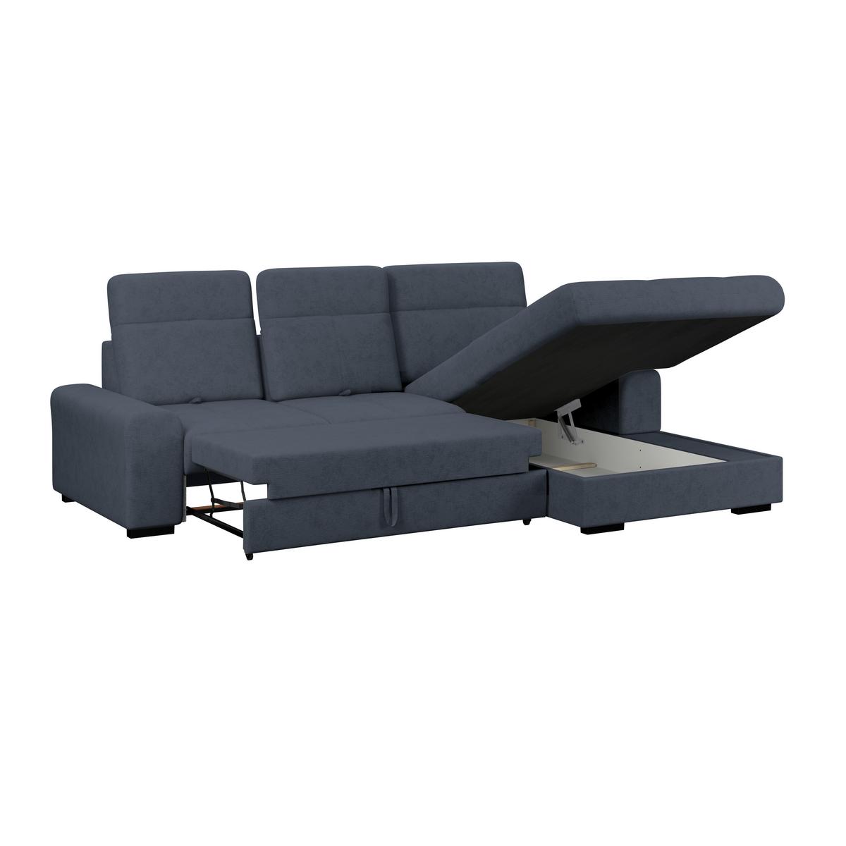 Kutna Garnitura Malaga - plava/crna, Konvencionalno, tekstil/drvo (286/203cm) - Ondega