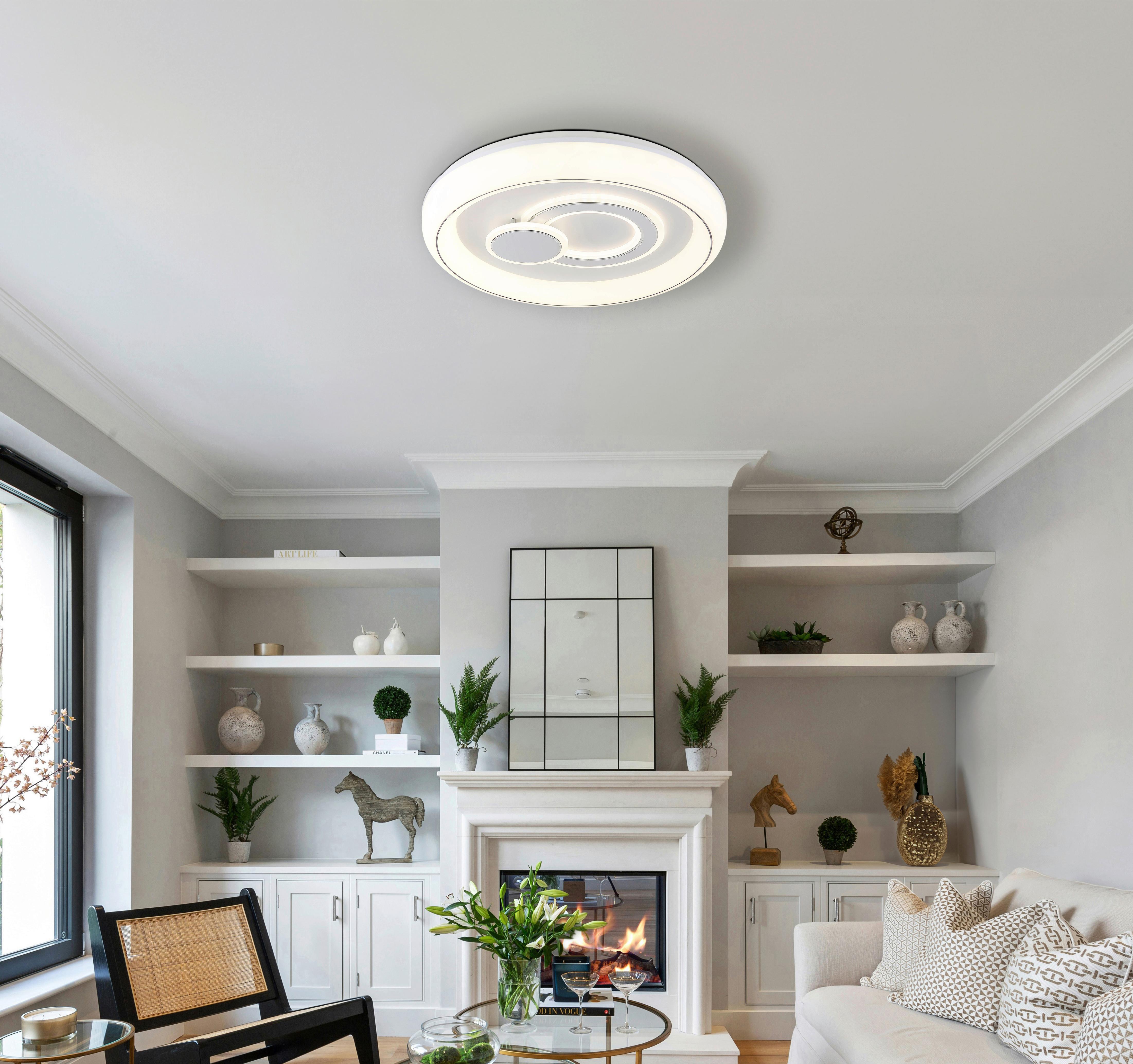 LED-Deckenleuchte Ruiz Weiß max. 48 Watt - Weiß, KONVENTIONELL, Kunststoff/Metall (48/7,5cm) - Globo