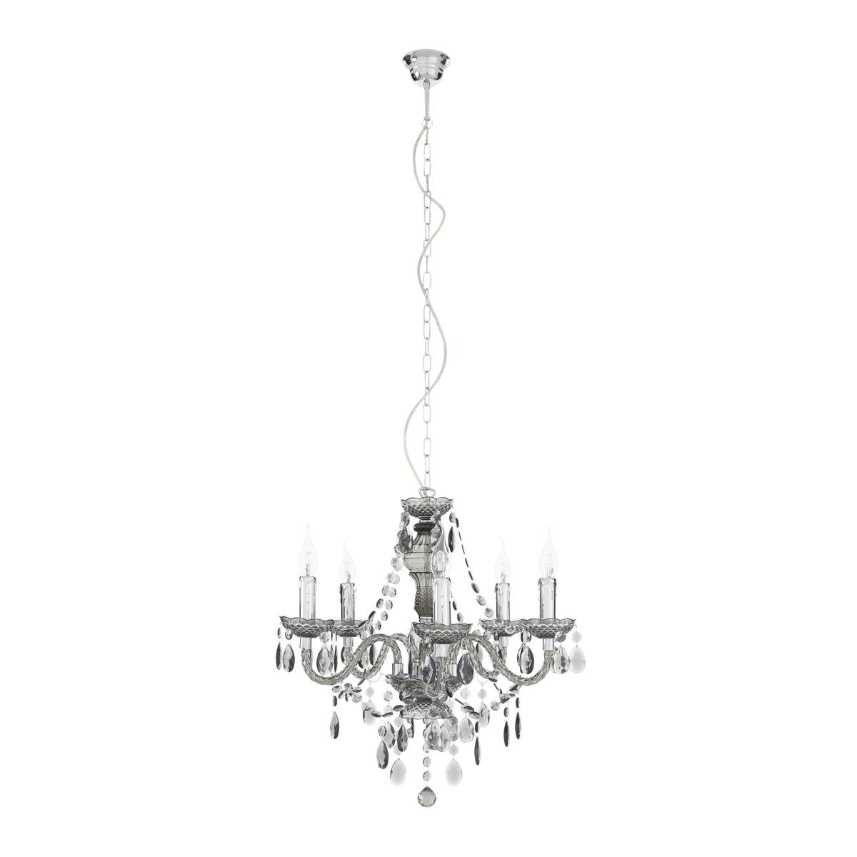 Viseča Svetilka Isabella, 5 X 40 W - barve kroma/prozorno, Romantika, kovina/umetna masa (51/149cm) - Mömax