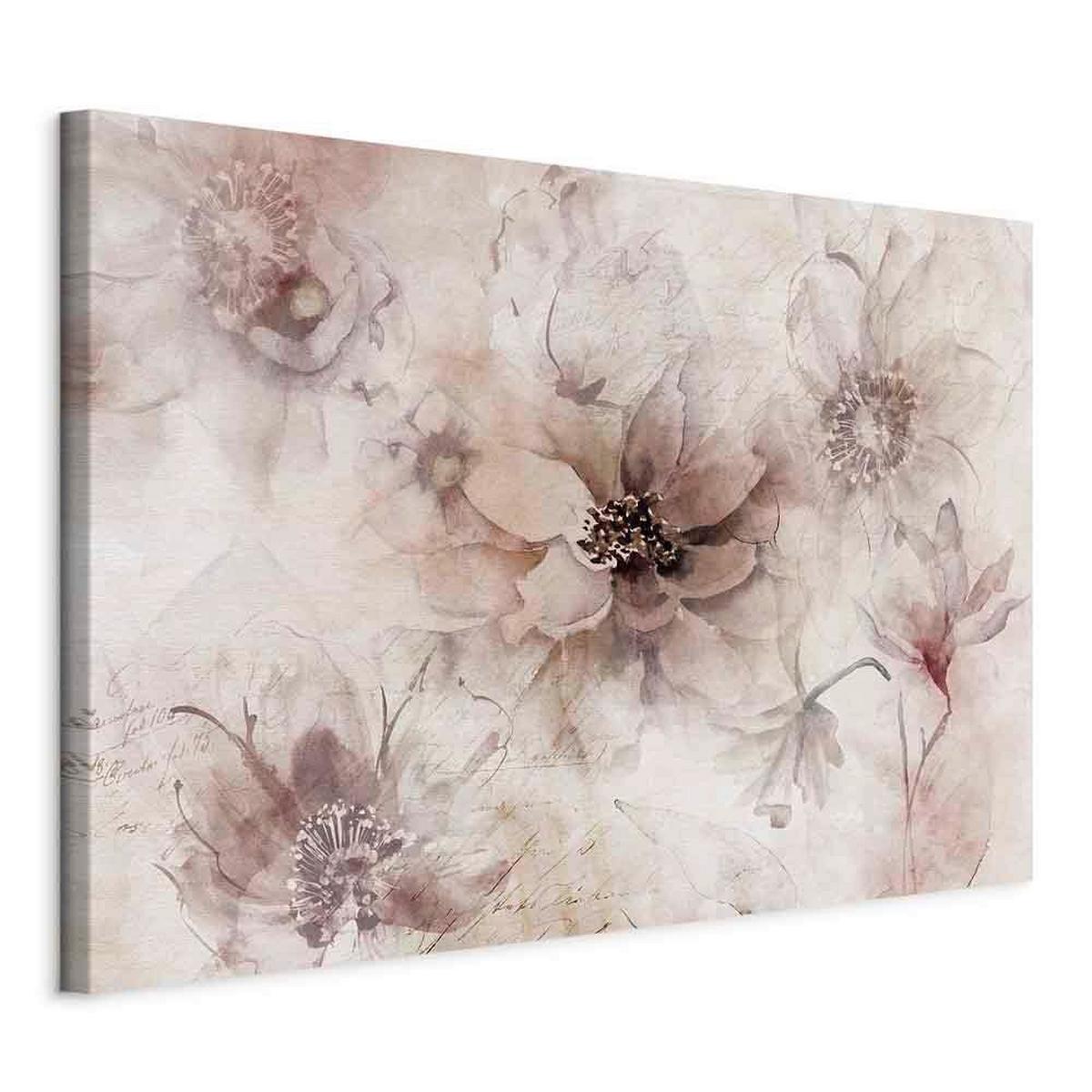 Slika Na Platnu Floral Poem - barve kapučina/sivobela, Basics, tekstil/leseni material (60/40/1,2cm) - artgeist