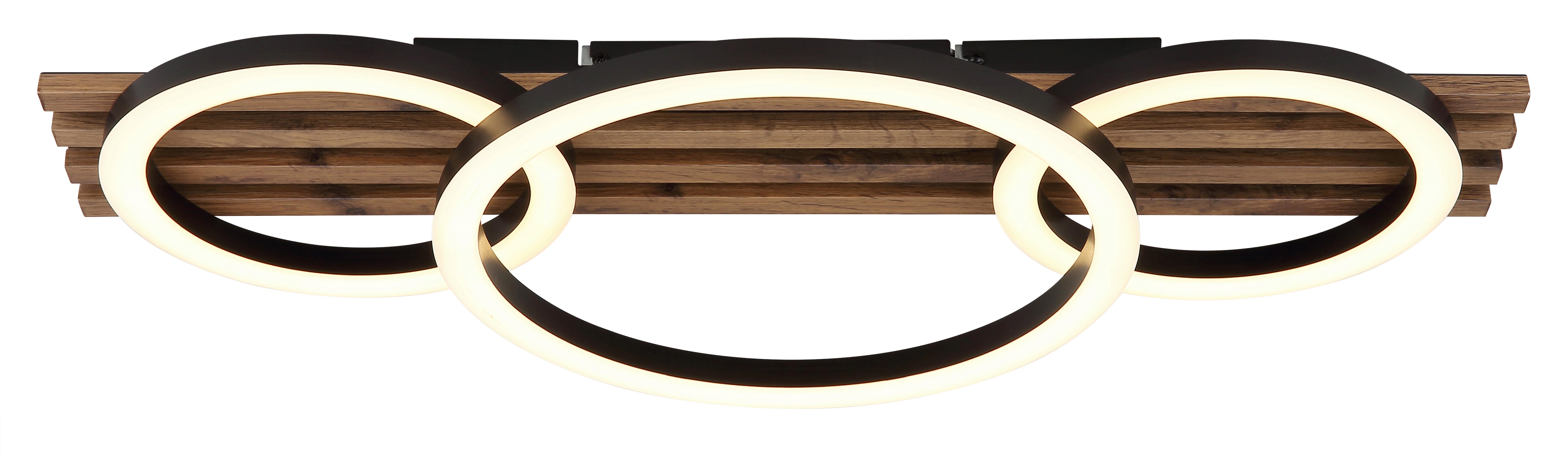 LED-DECKENLEUCHTE 67353D3 TISHA - Weiss/Dunkelbraun, Natur, Holzwerkstoff/Kunststoff (30/9,5cm) - Globo