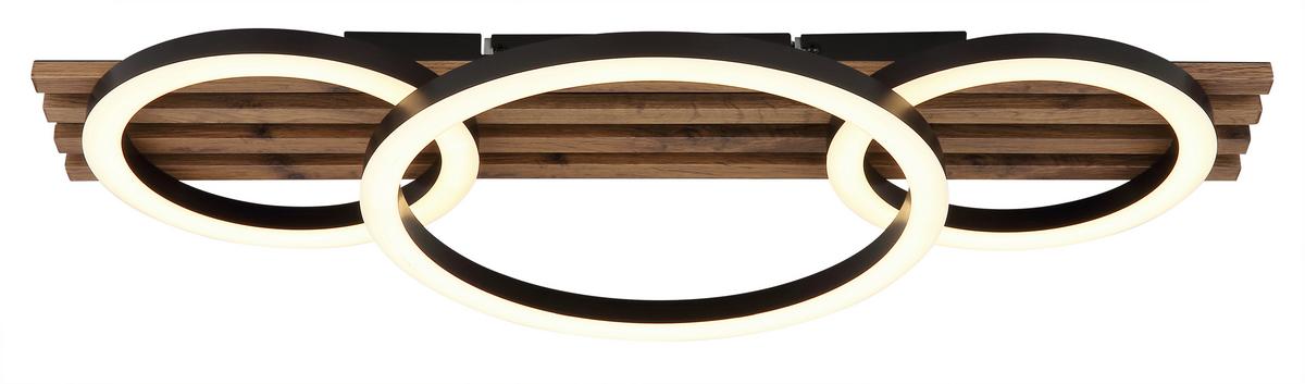 LED-DECKENLEUCHTE 67353D3 TISHA - Weiss/Dunkelbraun, Natur, Holzwerkstoff/Kunststoff (30/9,5cm) - Globo