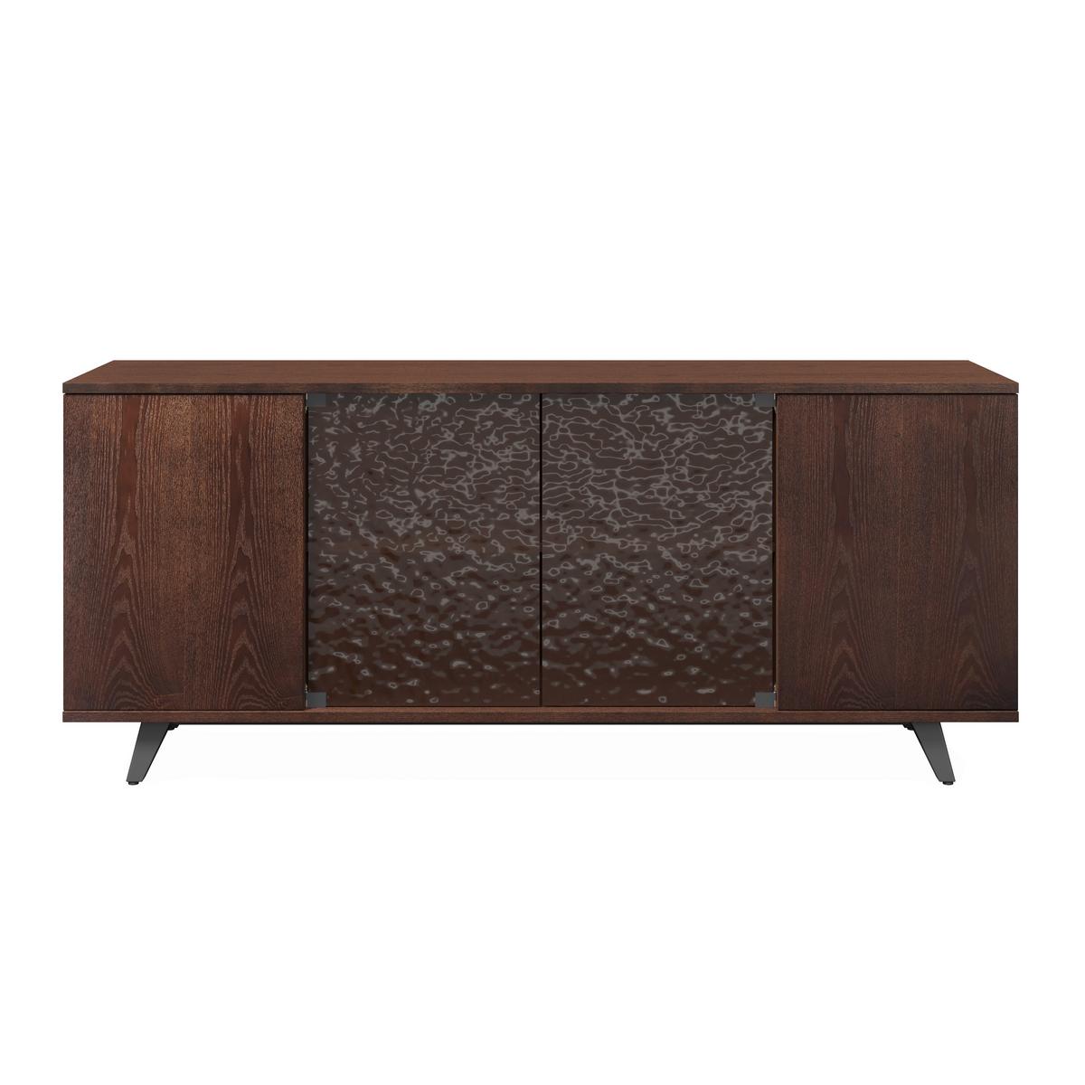 Sideboard Zelia Holz/Glas Braun/Walnussfarben - Walnussfarben/Schwarz, MODERN, Glas/Holz (180/77/45cm) - Bessagi Home