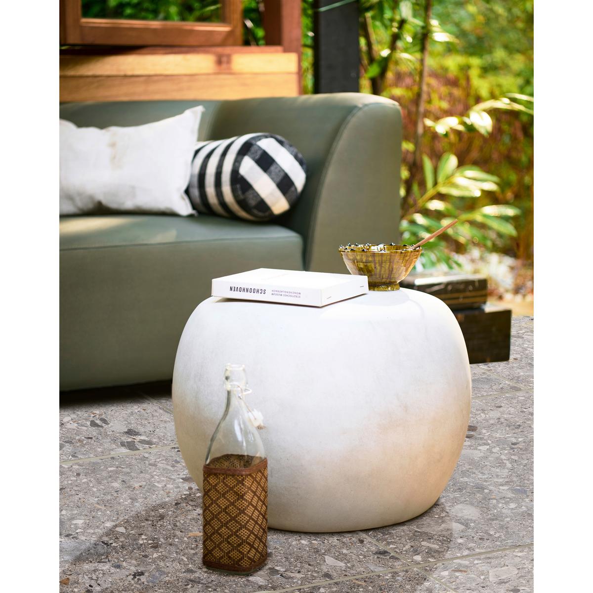 Couchtisch Pebble Weiß B: 50 cm - Weiß, Design, Glas/Keramik (50/50/35cm) - Livetastic