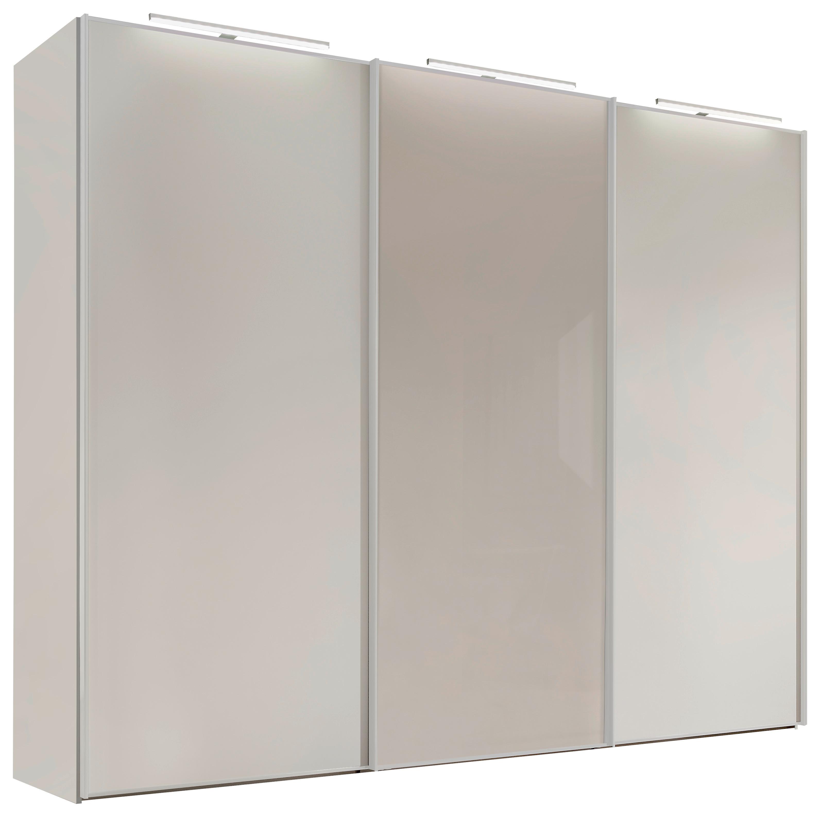 Tolóajtós Szekrény Sinfonie Plus - alumíniumszínű/homokszínű, Modern, faalapú anyag/Üveg (280/240/68cm)