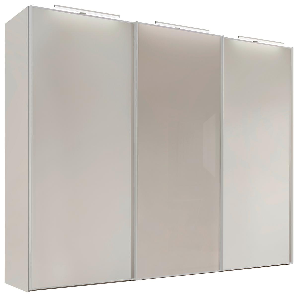 Tolóajtós Szekrény Sinfonie Plus - alumíniumszínű/homokszínű, Modern, faalapú anyag/Üveg (280/240/68cm)