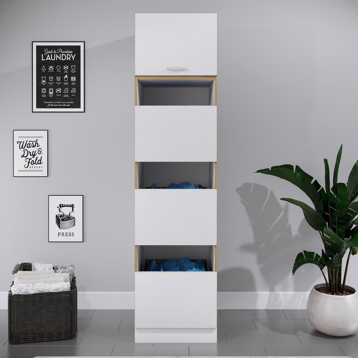 Wäscheschrank Rislo - Honigeiche/Weiss, Trend, Holzwerkstoff/Kunststoff (50/200/60cm) - MID.YOU