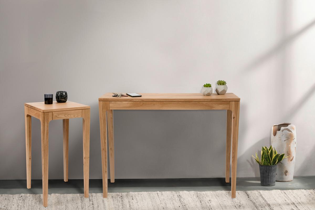 STÓŁ KONSOLA KONA - dąb dziki, Basics, drewno (100/30/80cm)