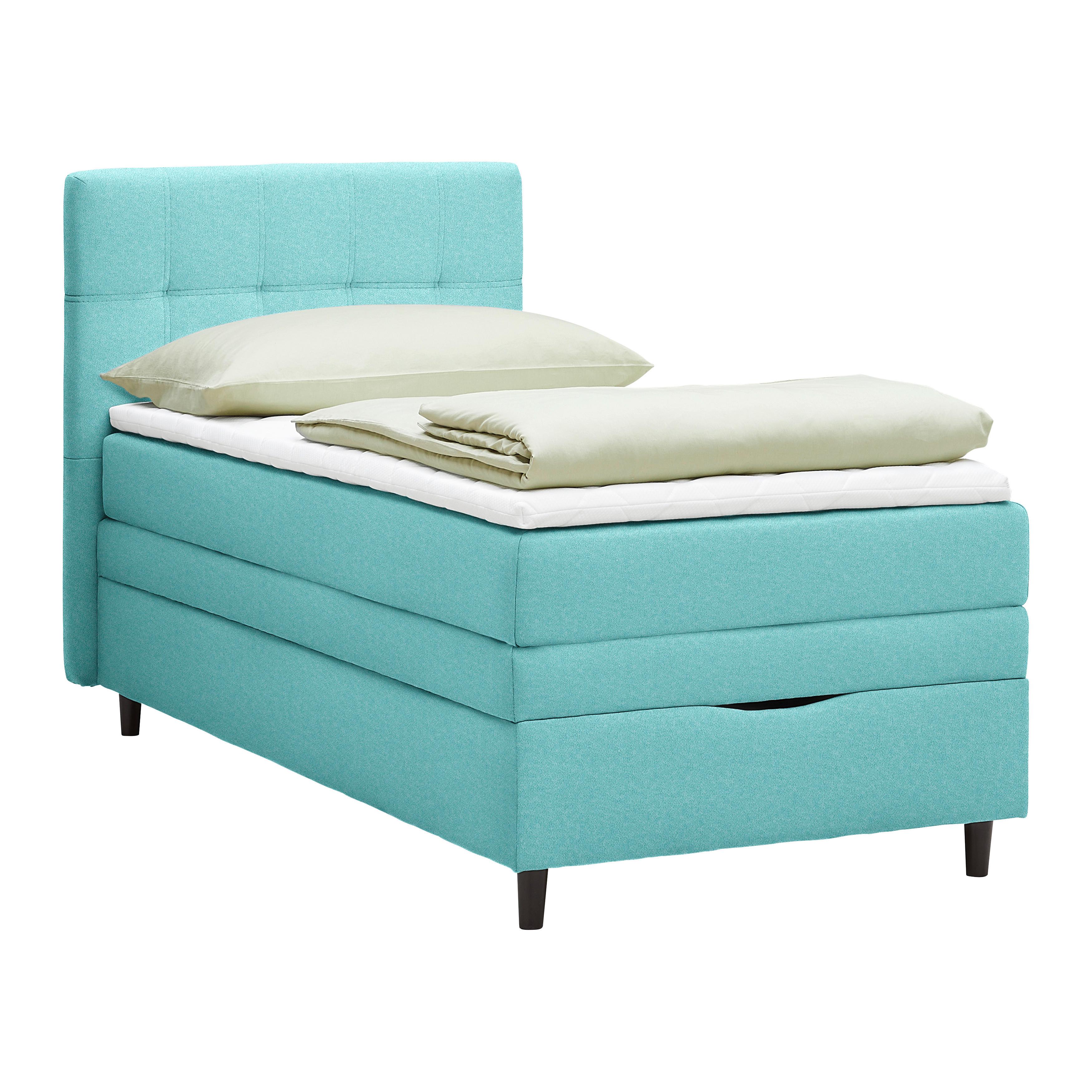 Boxspringbett Miami in Türkis ca. 90x200cm - Türkis/Schwarz, KONVENTIONELL, Holz/Holzwerkstoff (90/200cm) - Mömax