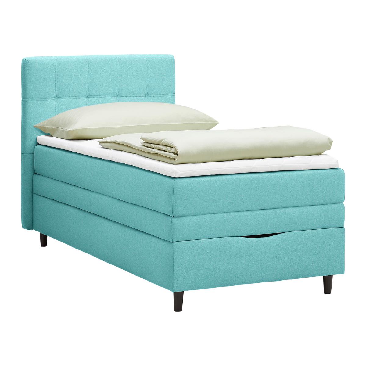 Boxspringbett Miami in Türkis ca. 90x200cm - Türkis/Schwarz, KONVENTIONELL, Holz/Holzwerkstoff (90/200cm) - Mömax