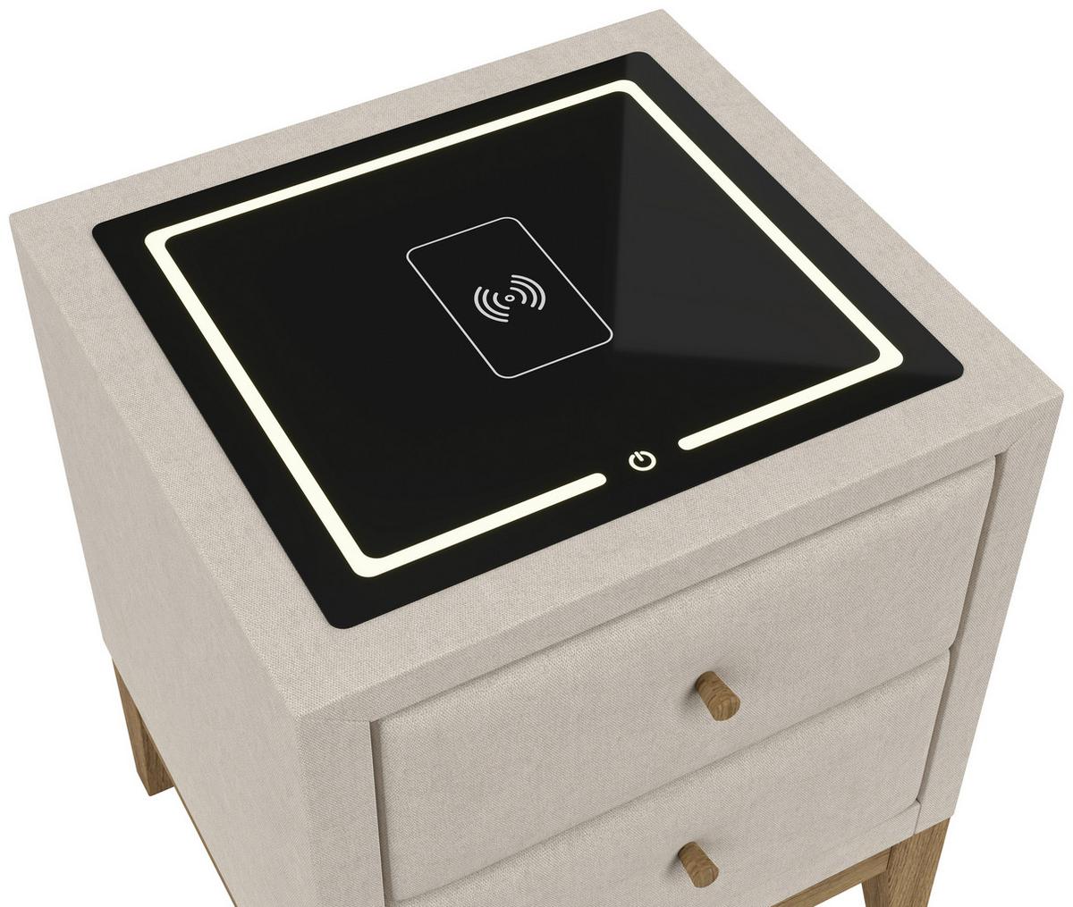Nachtkästchen Elena Creme - Creme, KONVENTIONELL, Glas/Holz (48/68/45cm) - Sembella