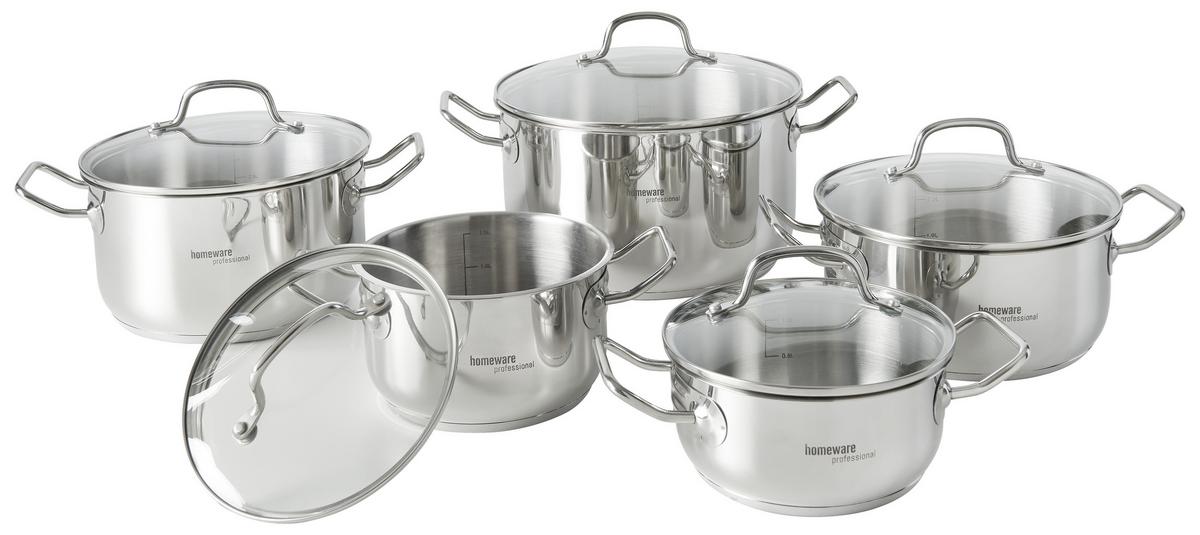 ZESTAW GARNKÓW PALMA - kolor stalowy/przejrzysty, Basics, metal/szkło - Homeware Profession.