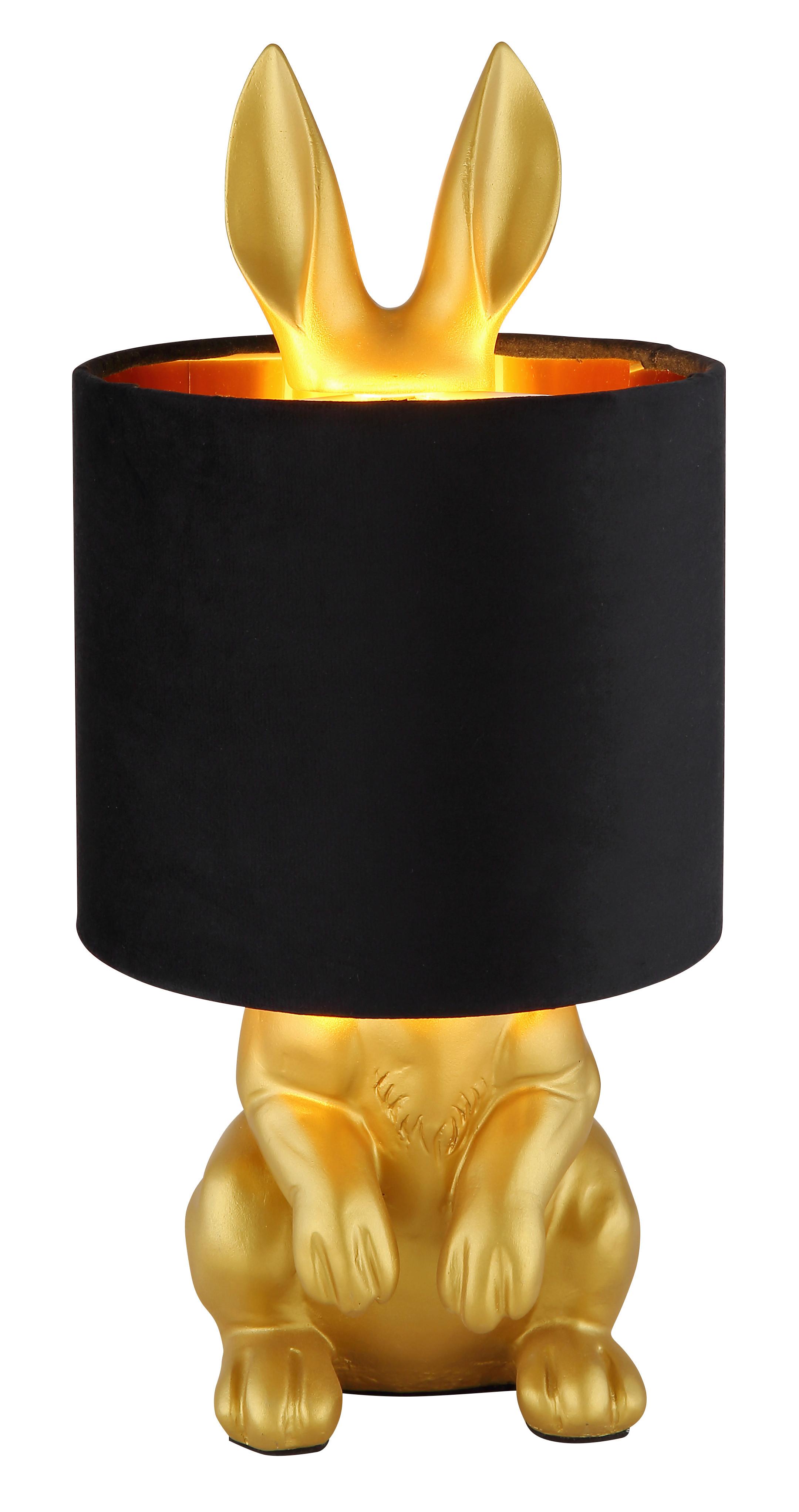 TISCHLEUCHTE 21633G HASE - Goldfarben/Schwarz, Trend, Kunststoff/Textil (18/41cm) - Globo