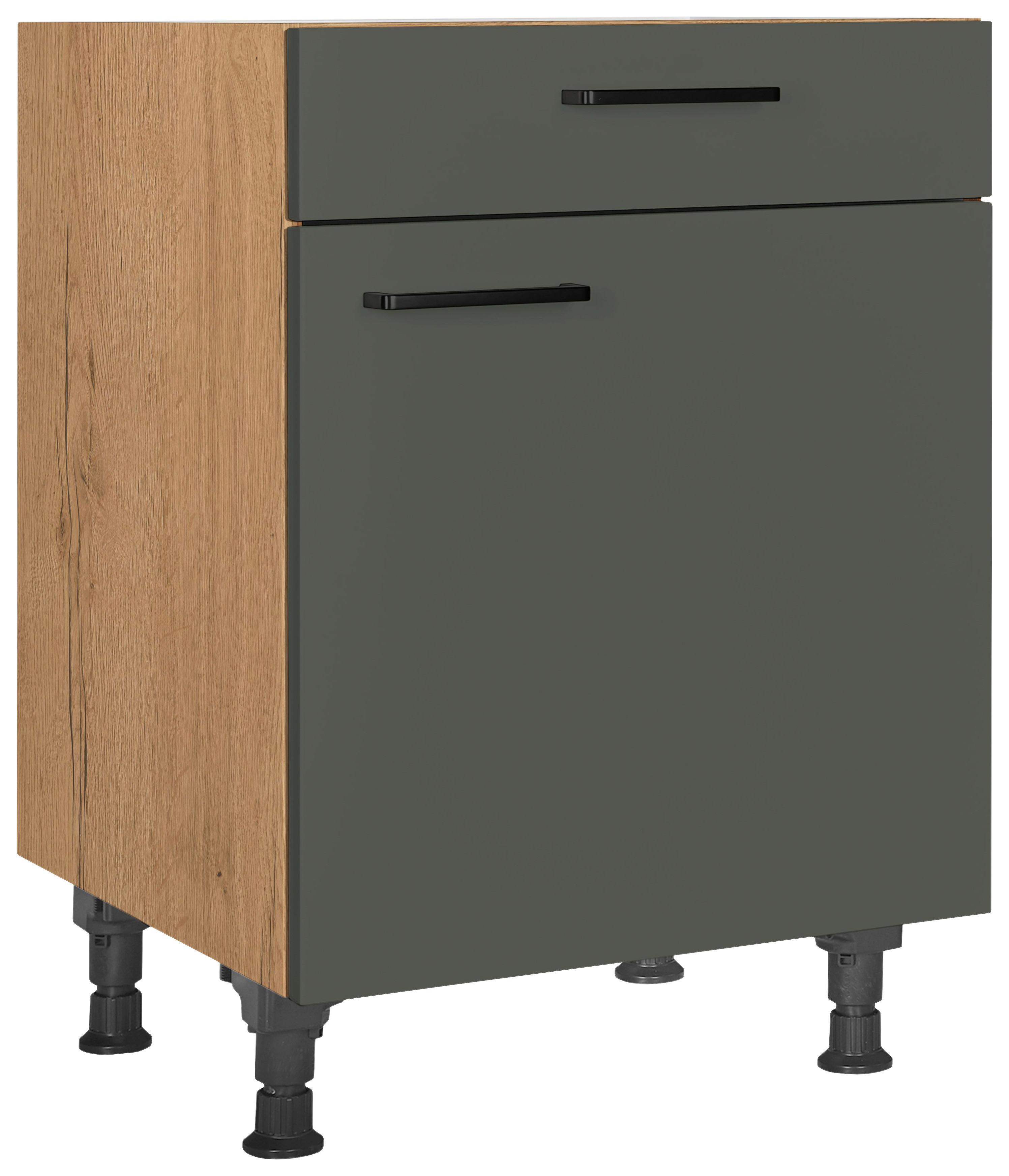 Schubkastenunterschrank Easytouch Grün - Eichefarben/Schwarz, MODERN, Holzwerkstoff/Metall (60/87/56cm) - Nobilia
