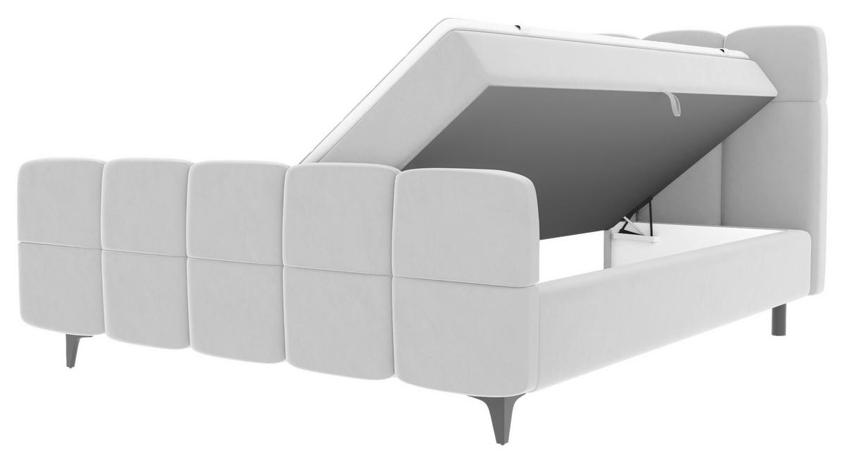 Boxbett Mona Hellgrau ca. 160x200cm - Hellgrau/Schwarz, KONVENTIONELL, Kunststoff/Textil (160/200cm) - Mömax