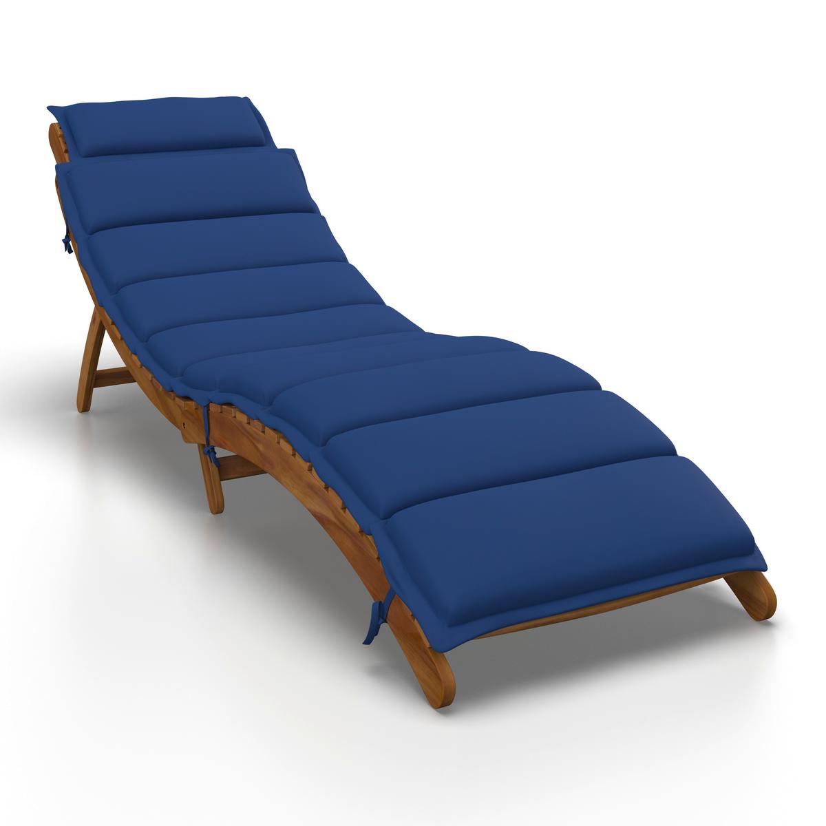 Gartenliege Bora Dunkelblau Akazie/Outdoorstoff - Dunkelblau, MODERN, Holz/Textil (180/54/62cm) - Bessagi Garden