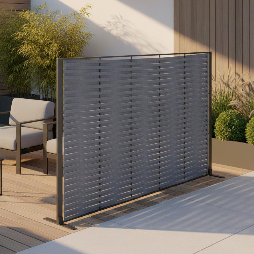 Paravent Java Dunkelgrau - Dunkelgrau, Modern, Textil/Metall (180/120/36cm) - Bessagi Garden