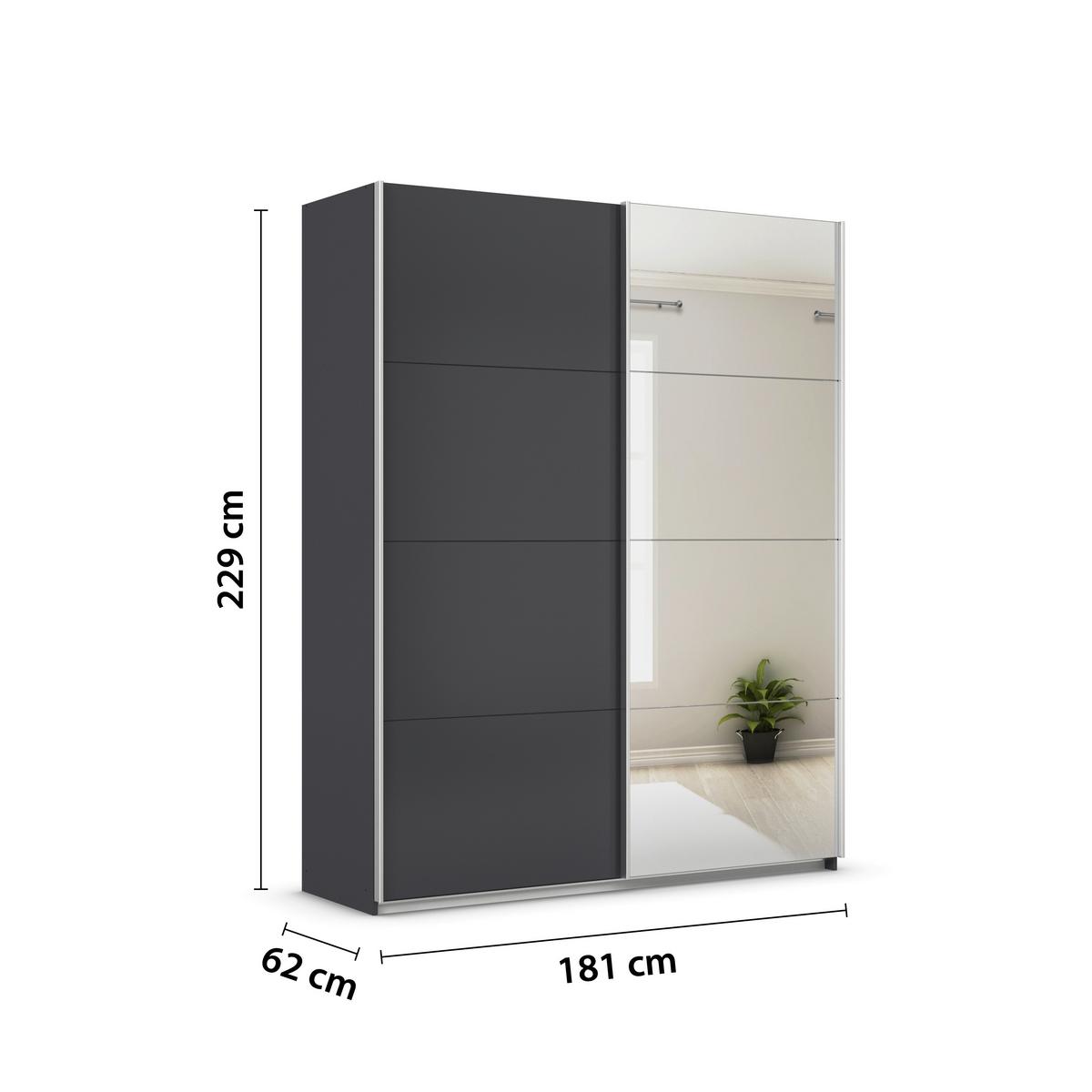 DULAP USI CULISANTE FELDKIRCH - argintiu/antracit, Modern, material pe bază de lemn (181/229/62cm)
