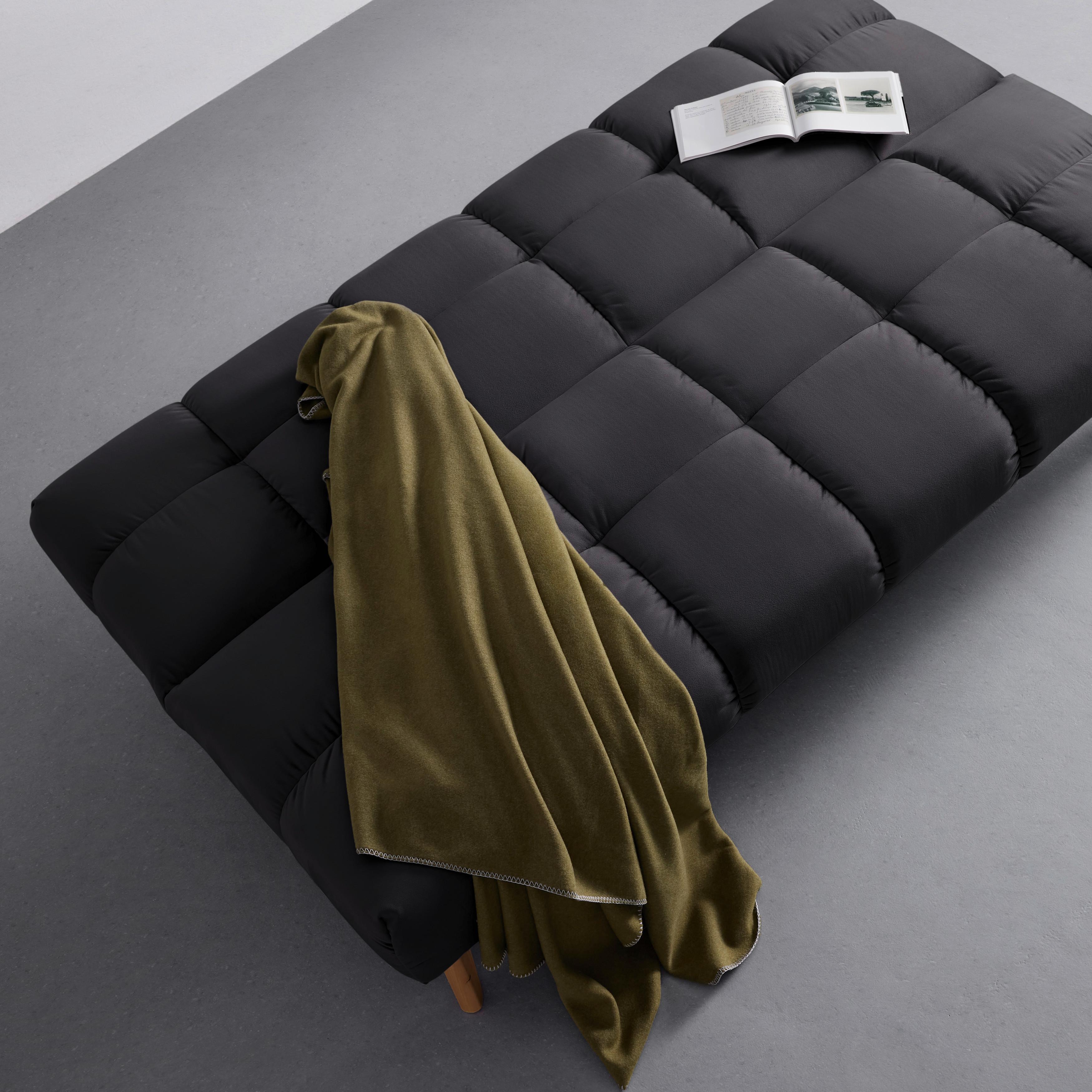 Schlafsofa Alva Schwarz Webstoff - Schwarz/Naturfarben, MODERN, Holz/Textil (185/80/88cm) - Bessagi Home
