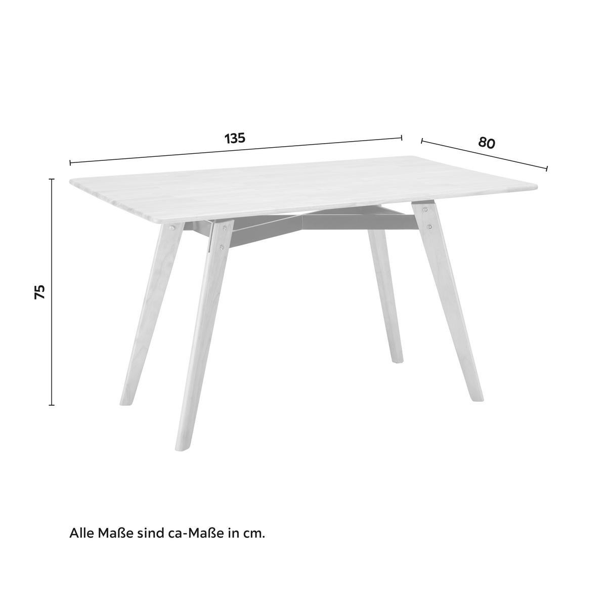 Esstisch aus Buche ca. 135x80 cm "Piet" - Buchefarben/Schwarz, Modern, Holz/Metall (135/80/75cm) - Bessagi Home