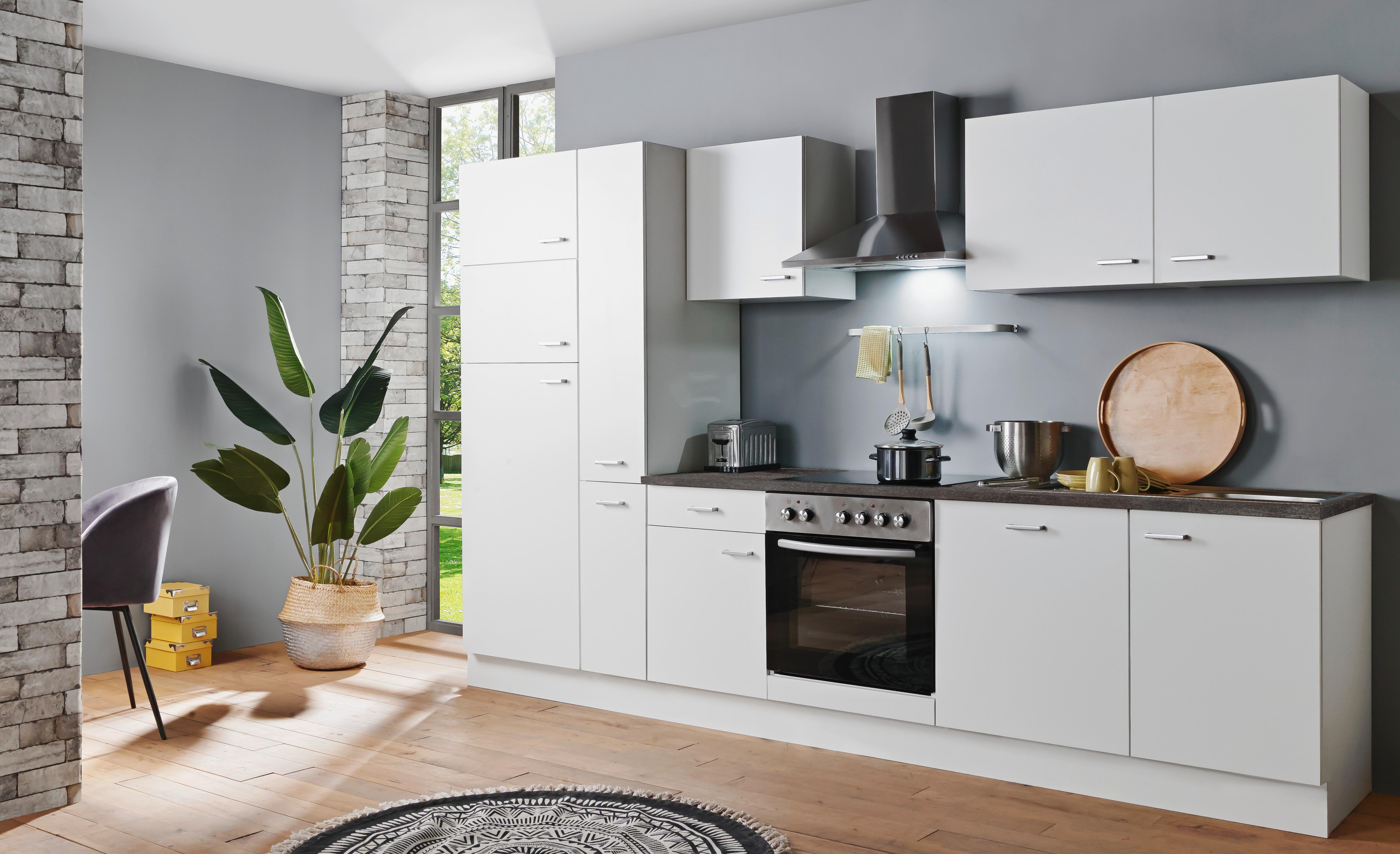 Küchenblock White-Classic Weiß B: ca. 310 cm - Silberfarben/Graphitfarben, KONVENTIONELL, Holzwerkstoff/Kunststoff (310cm) - Menke