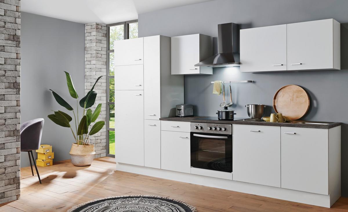 Küchenblock White-Classic Weiß B: ca. 310 cm - Silberfarben/Graphitfarben, KONVENTIONELL, Holzwerkstoff/Kunststoff (310cm) - Menke