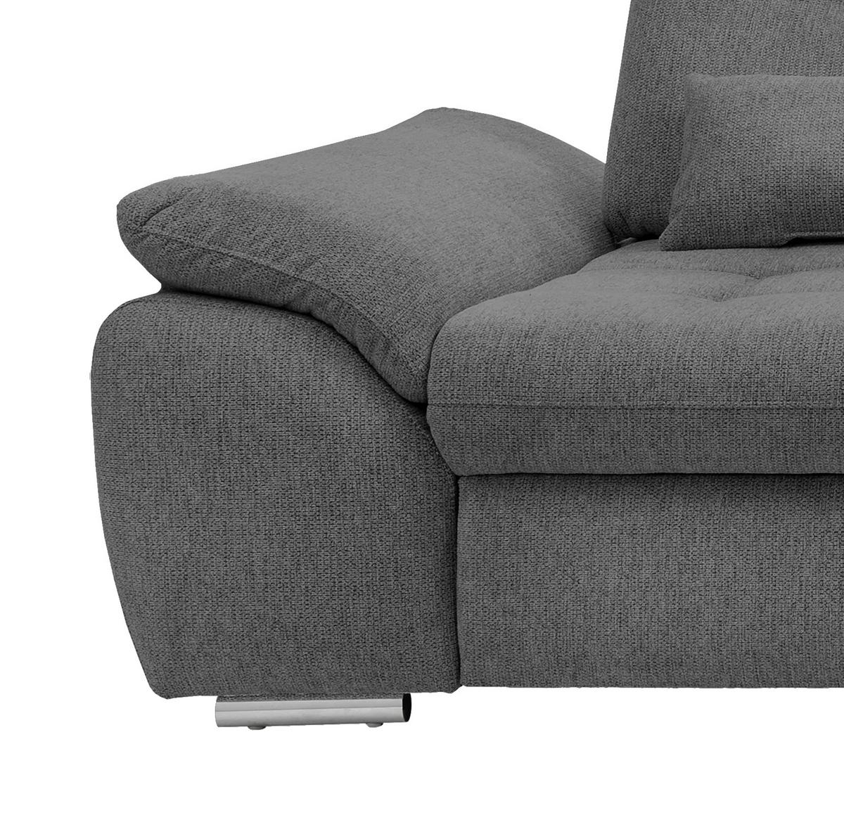 Ecksofa Rigatti mit Bettkasten ca. 314x184 cm Graubraun - Chromfarben/Graubraun, MODERN, Textil/Metall (314/184cm) - Livetastic