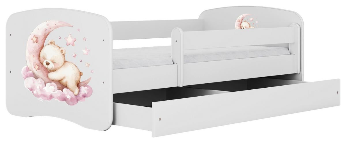 Otroška Postelja Babydreams, Bela, 80x160cm - bela/barve breze, Moderno, tekstil/leseni material (80/160cm) - MID.YOU