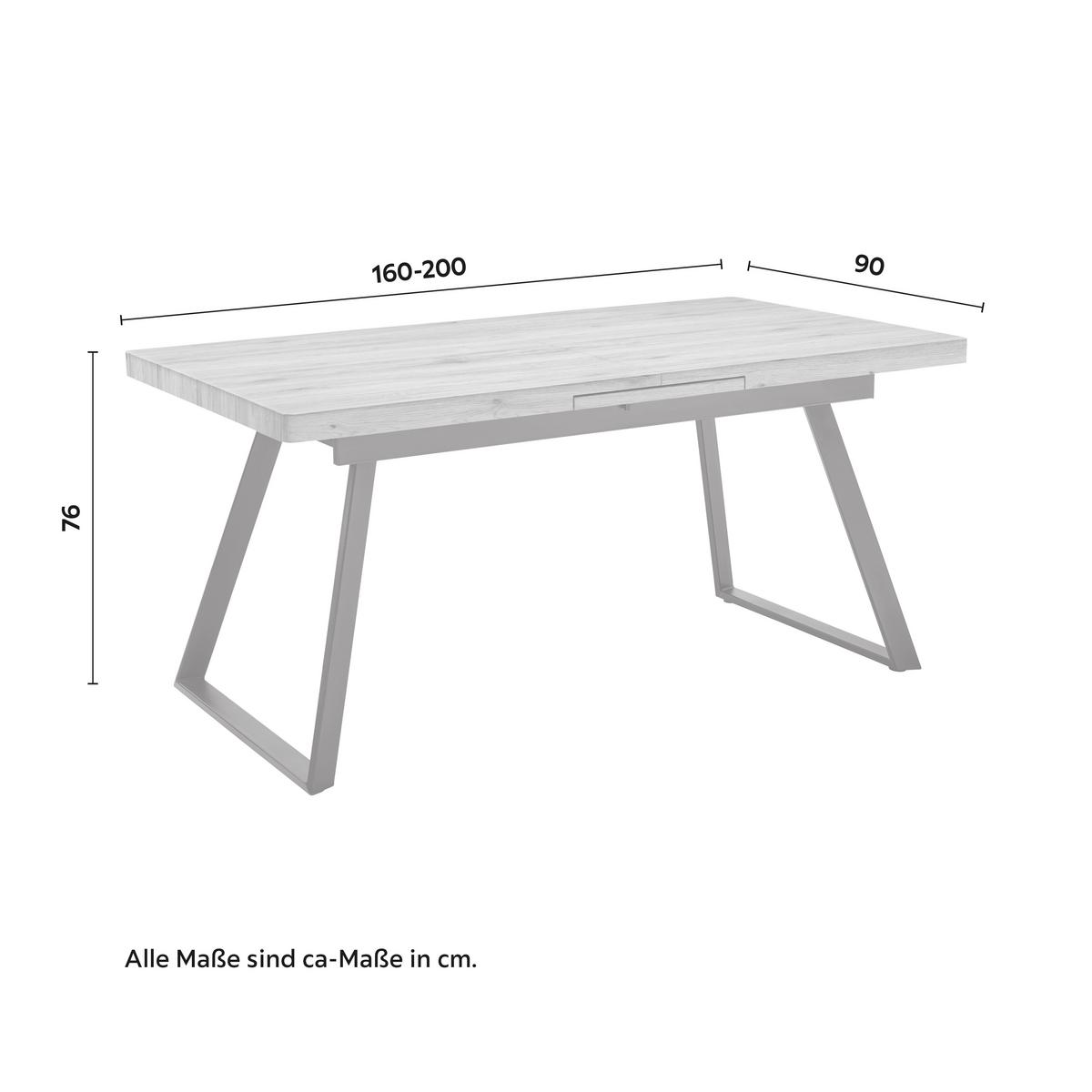 Raztegljiva Miza Ivano - črna/barve hrasta, Moderno, kovina (160-200/90/76cm) - Bessagi Home