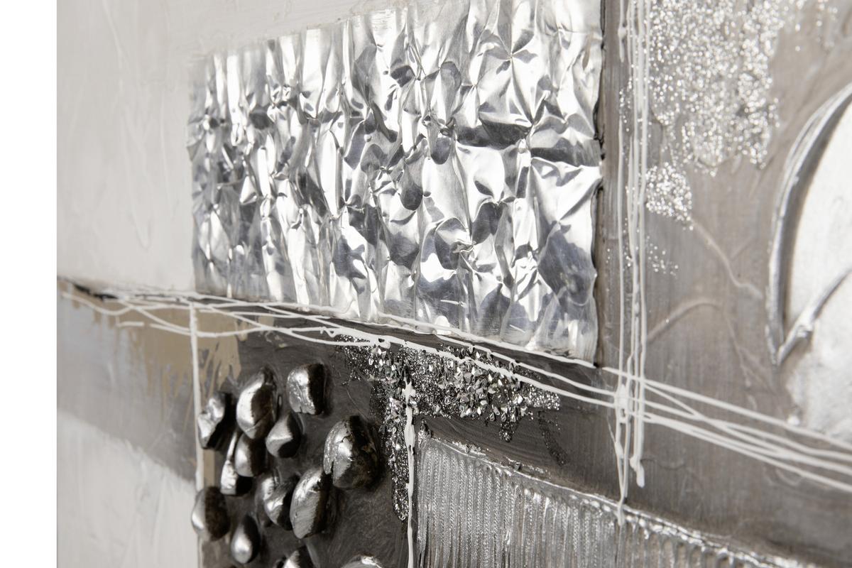 OBRAZ OLEJNY BD18B275B-2A - kolor srebrny/czarny, Design, metal/drewno (120/55/3cm) - Monee