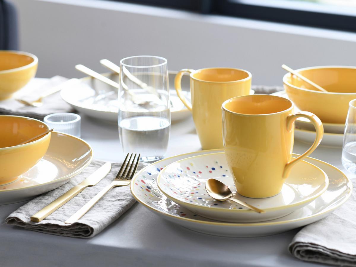 Kombinirani Servis Joy Yellow, 16-Delni - rumena/krem barve, Basics, keramika - Creatable