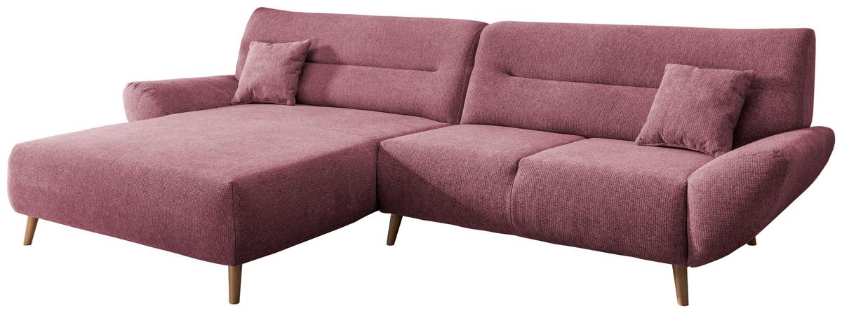 Wohnlandschaft Drago Brombeere Chenille - Wildeiche/Brombeere, MODERN, Holz/Textil (166/290cm) - MID.YOU