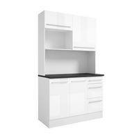 BUFET JAZZ BUFFET - biały wysoki połysk/kolor srebrny, Lifestyle, materiał drewnopochodny/tworzywo sztuczne (120/211/60cm) - MID.YOU