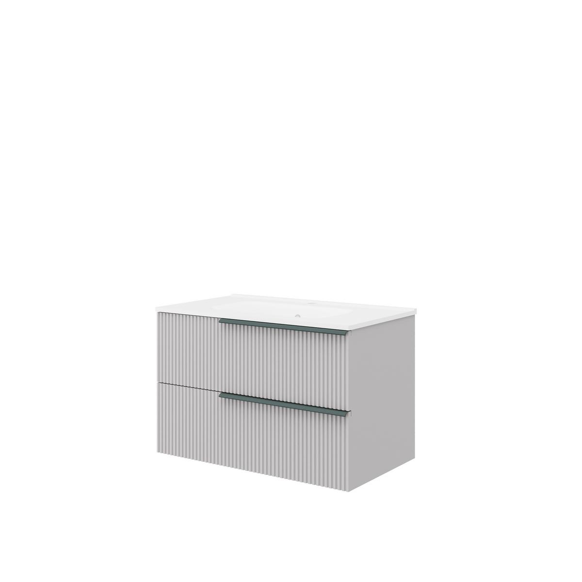 Bază cu lavoar Sidney - gri deschis/gri, Modern, ceramică/material pe bază de lemn (81/53/46cm)