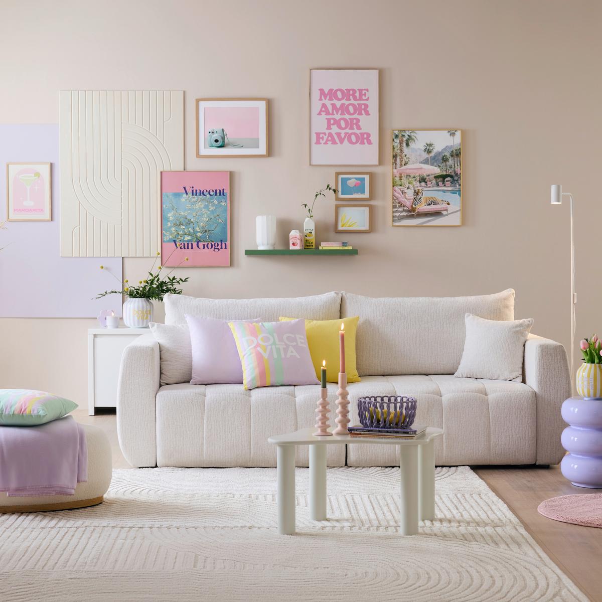 Schlafsofa Bologna Creme - Beige/Creme, Kunststoff/Textil (245/74-90/104cm) - Mömax