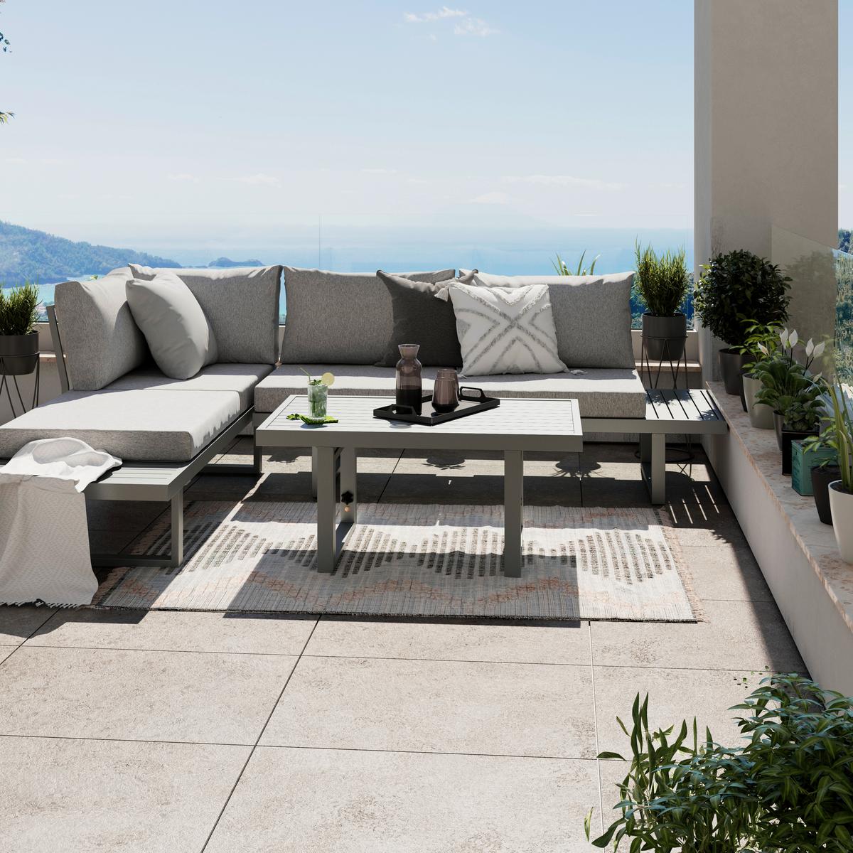 KOMPLET MEBLI TARASOWYCH JESSE - szary, Modern, metal (176/71/75cm) - Mömax