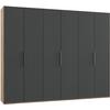 Drehtürenschrank Level 36A ca. 300x236x58cm Graphitfarben - Chromfarben/Eichefarben, MODERN, Holzwerkstoff (300/236/58cm) - MID.YOU