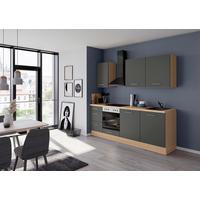 Küchenblock IKZ mit Geräten ca. 230 cm Dunkelgrau - Edelstahlfarben/Dunkelgrau, Design, Holzwerkstoff/Metall (230cm) - Impuls