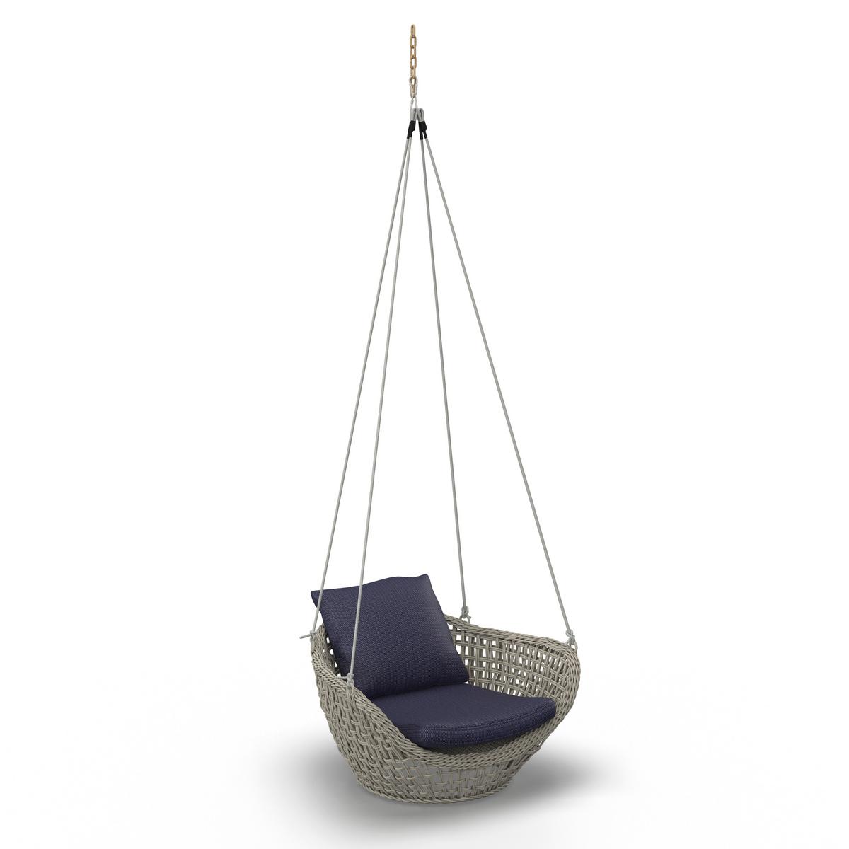 FOTEL WISZĄCY ELODIE - niebieski/kremowy, Modern, tworzywo sztuczne/metal (83/73/48cm) - Bessagi Garden