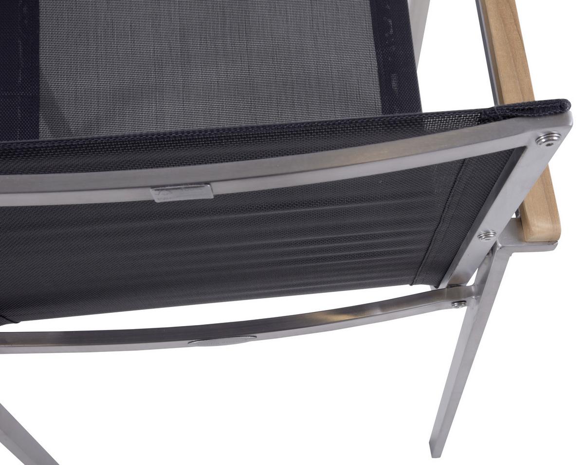 Gartenstuhl-Set Teak 2er-Set - Silberfarben/Schwarz, Basics, Holz/Kunststoff (58/86/55cm) - Gardenson